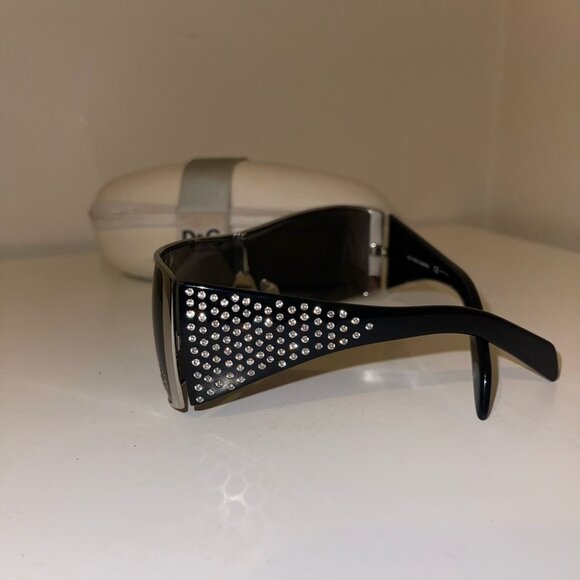 Dolce & Gabbana D&G Vintage Shield Rhinestone Metallic Silver Frame Sunglasses main image 9